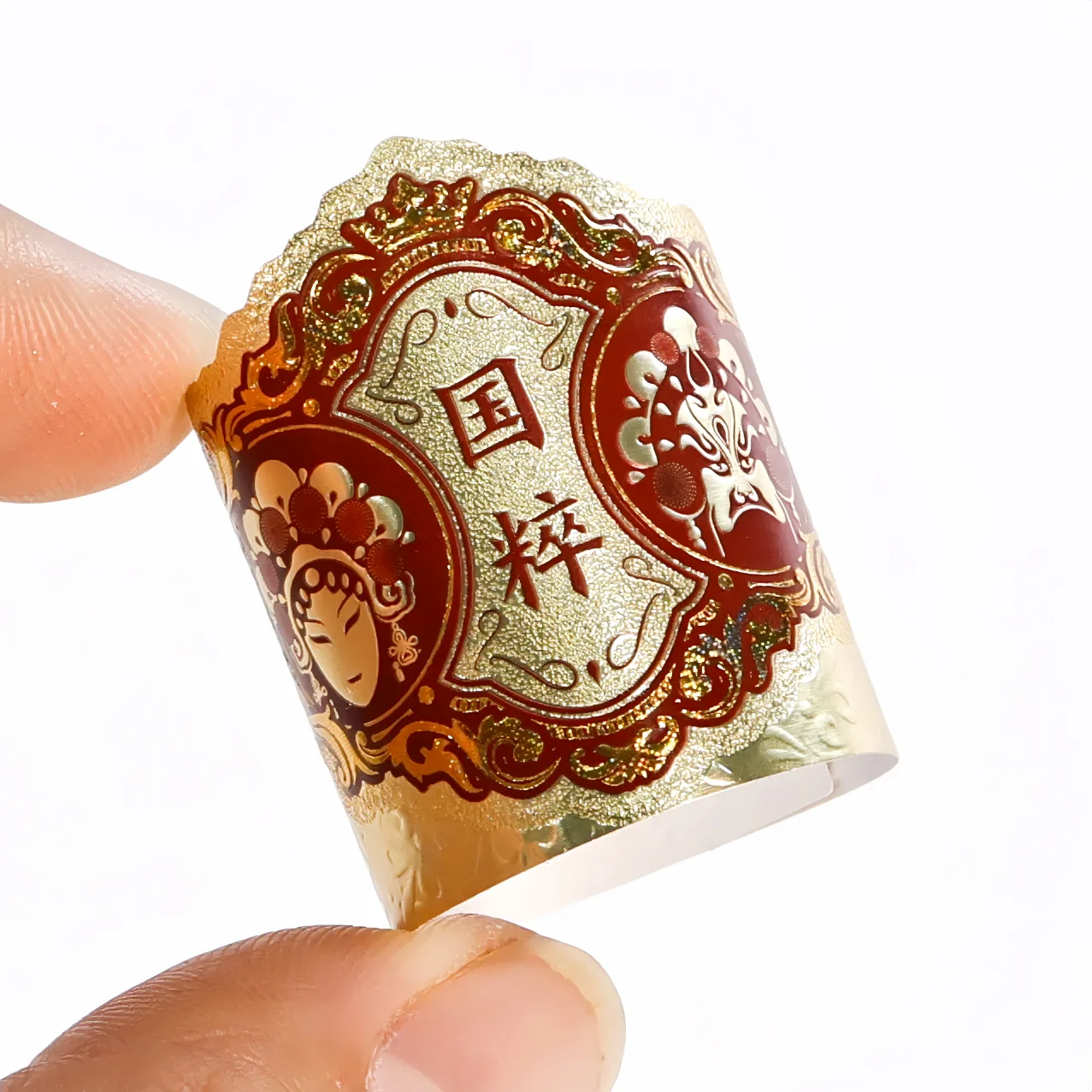 Close-up of embossed gold foil on a cigar label