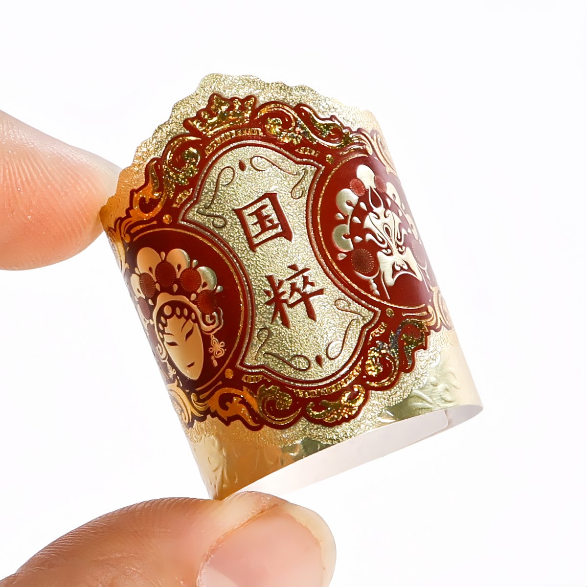 Embossed cigar label with raised gold foil crest
