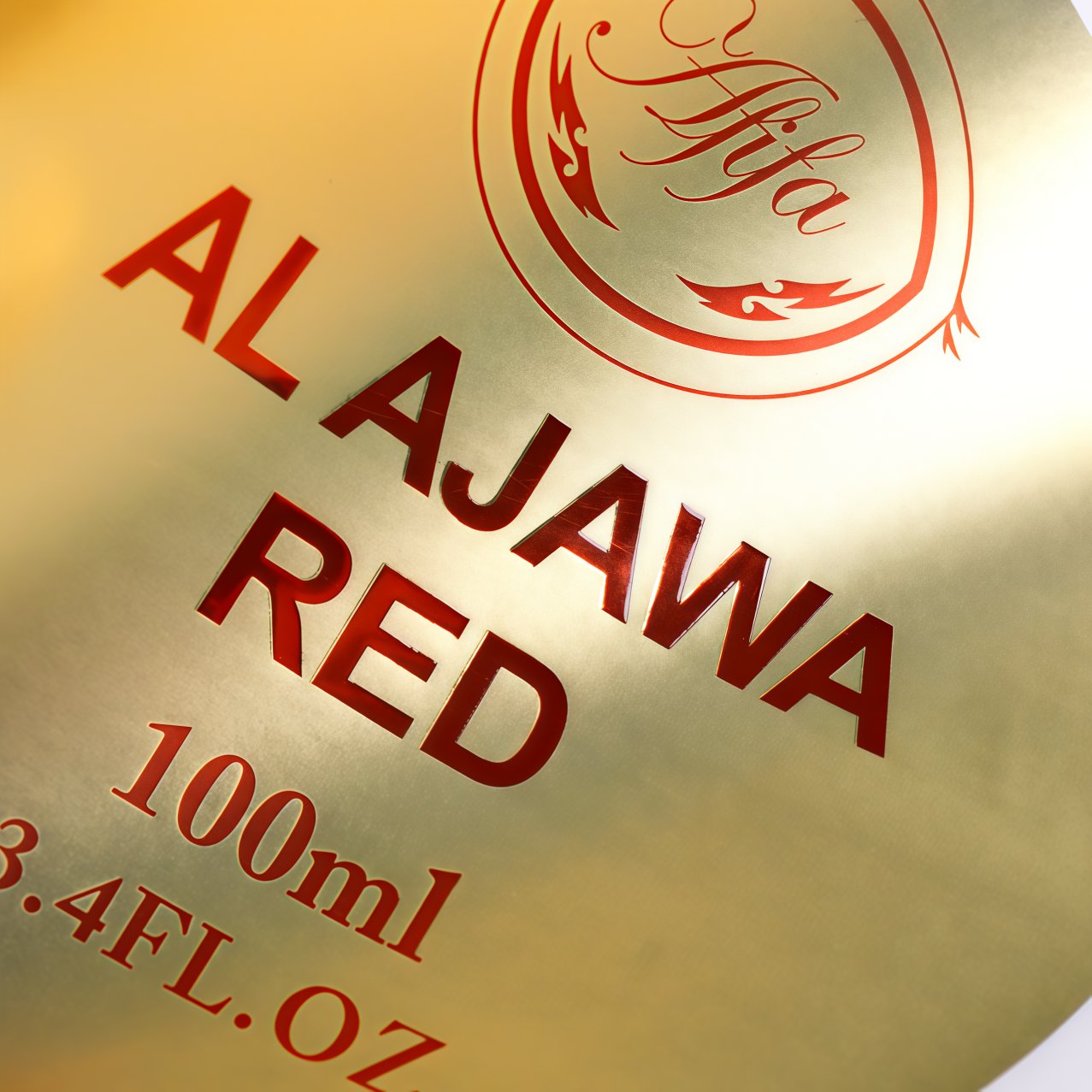 Cold foil label on gold background