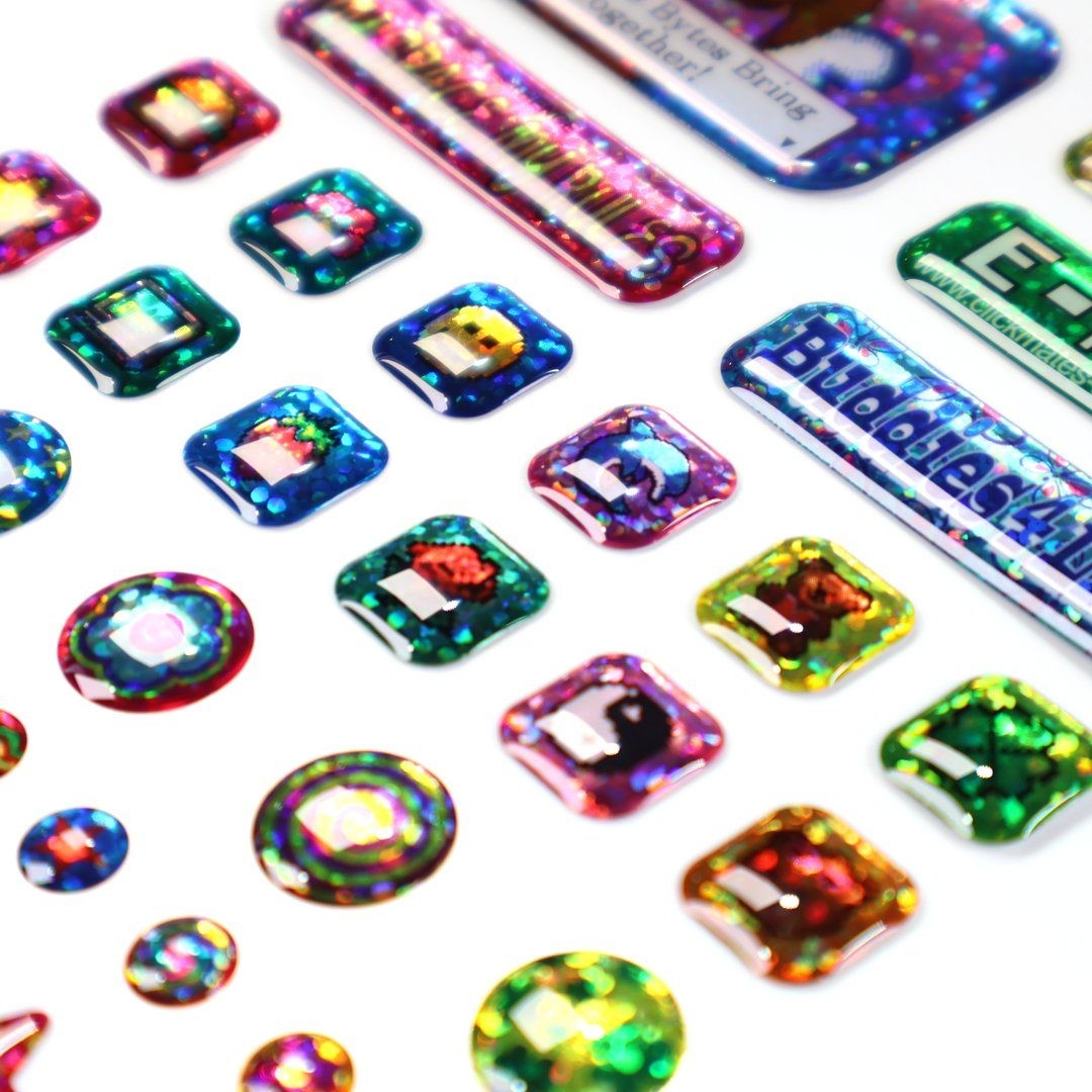 Epoxy dome stickers with crystal resin