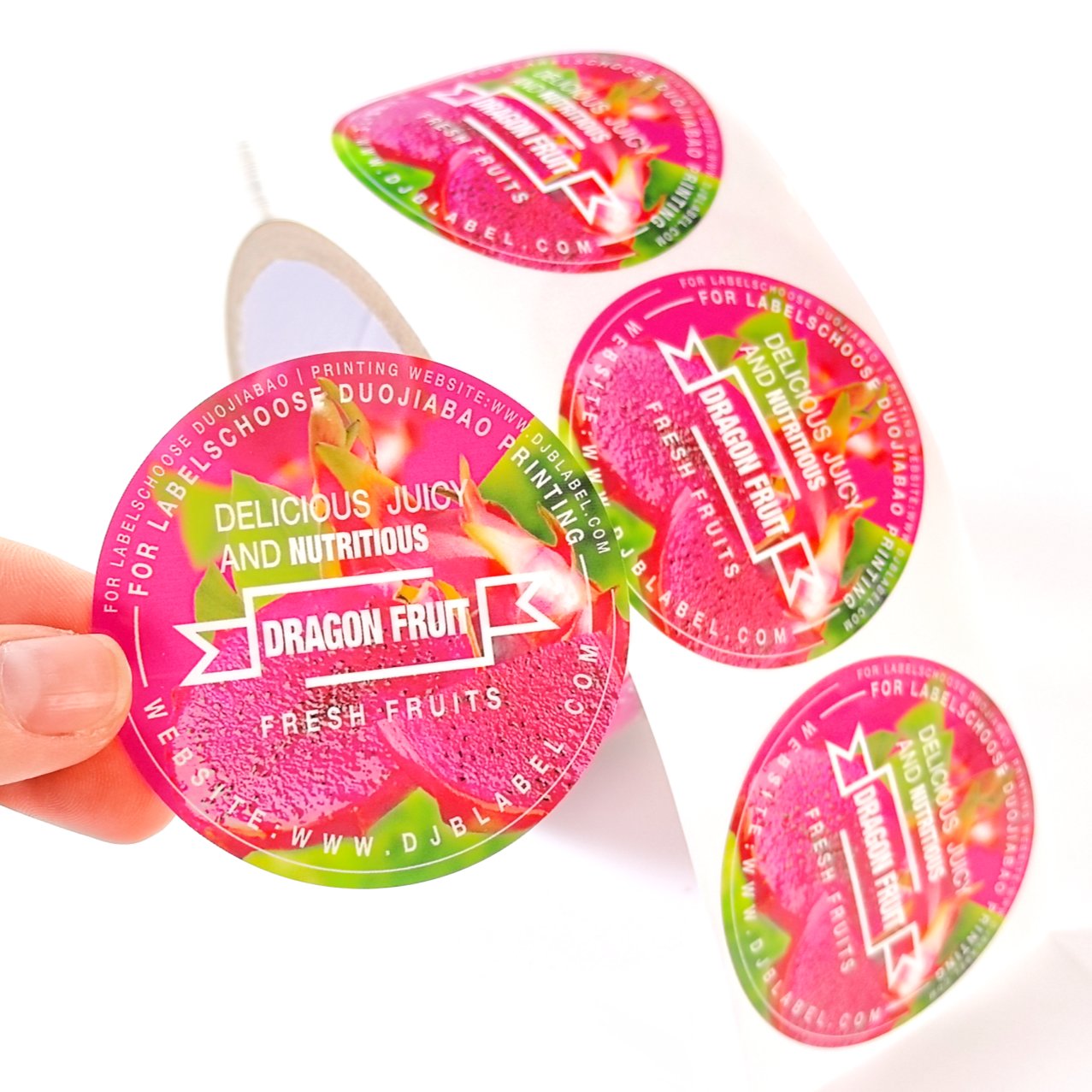 Round dragon fruit stickers on sheet