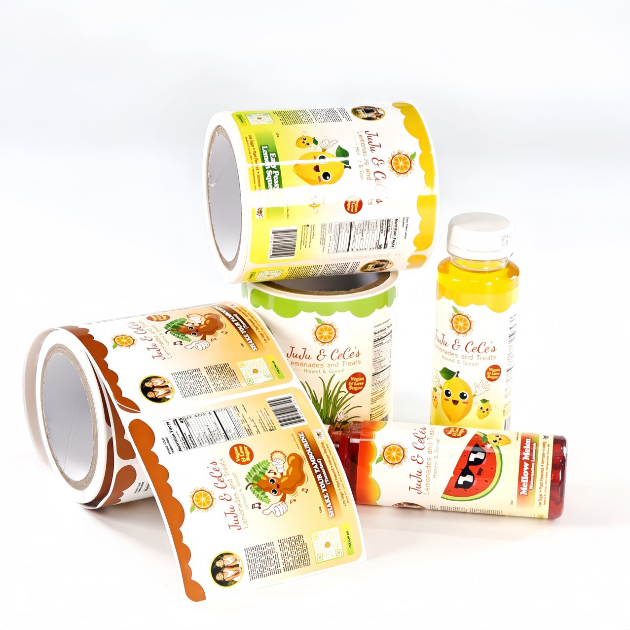 Lemonade labels on rolls and bottles
