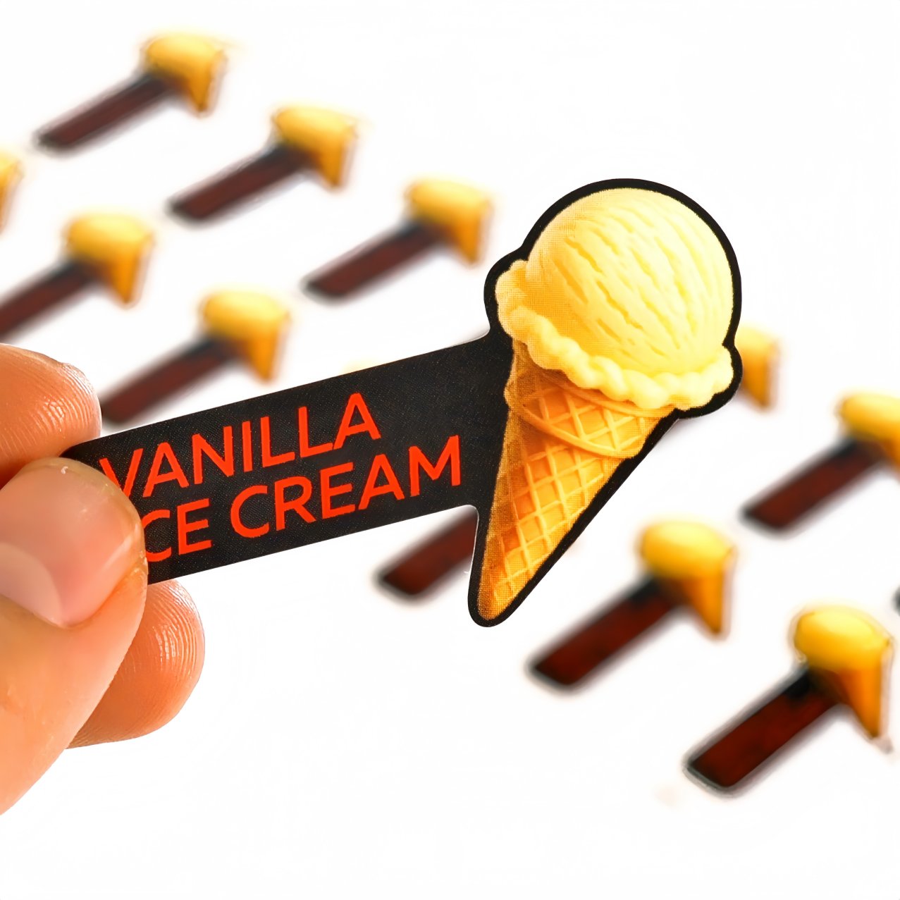 Die-cut vanilla ice cream sticker