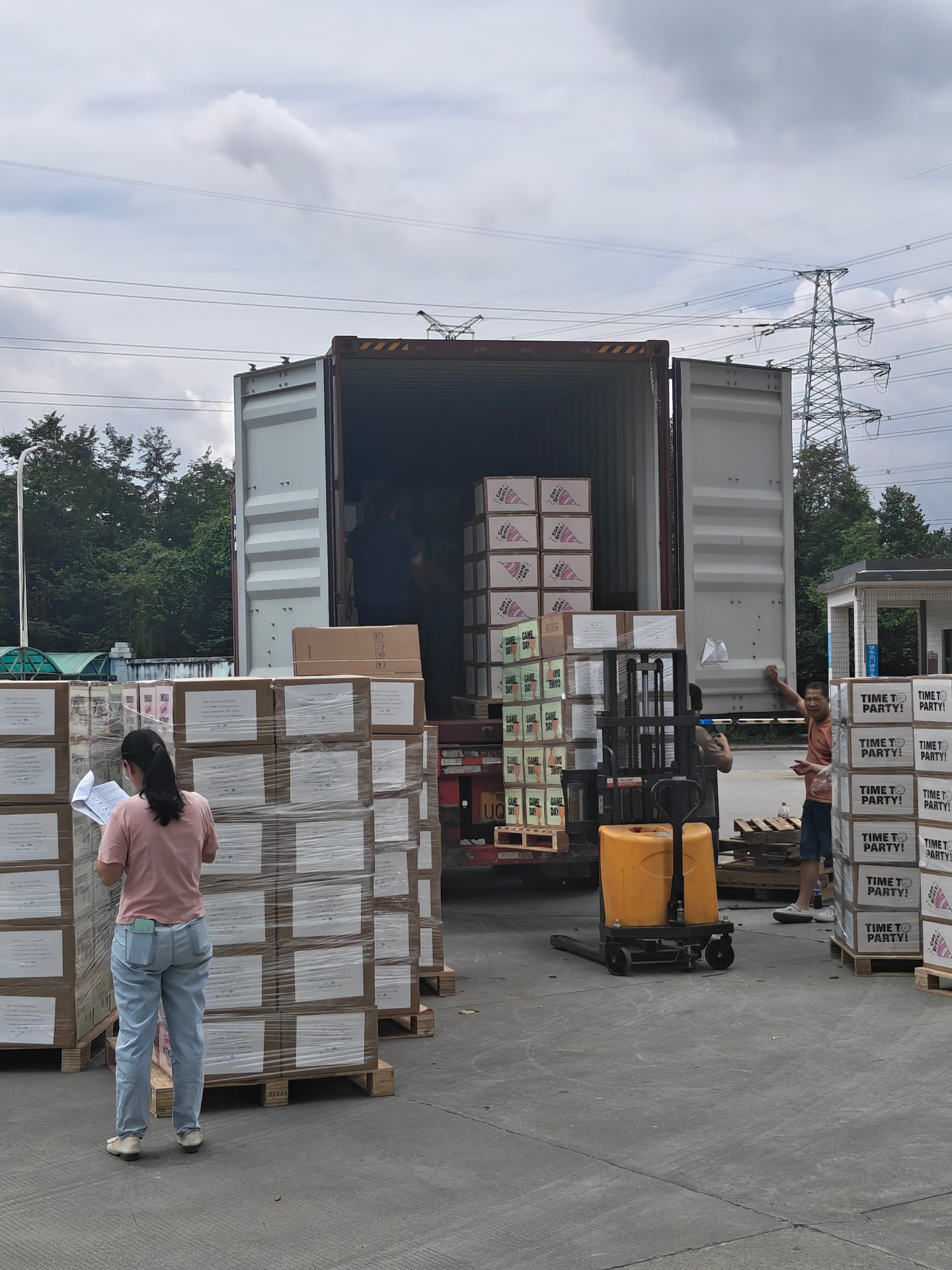 Container loaded with branded box shipments