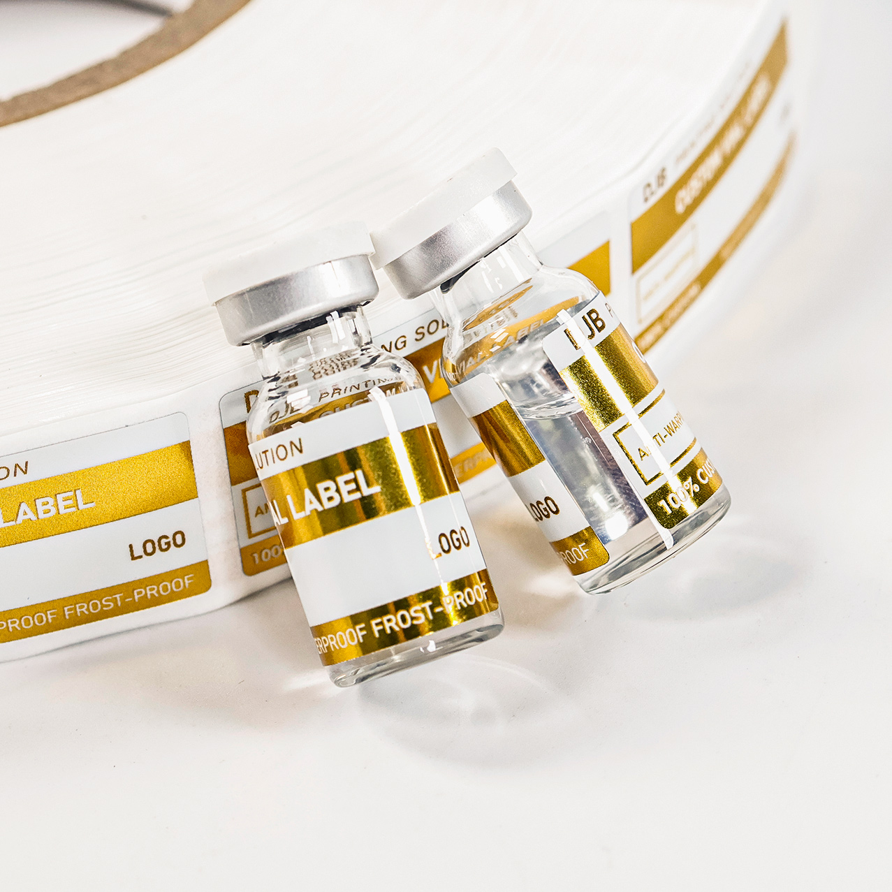 Peptide vial label with tweezers