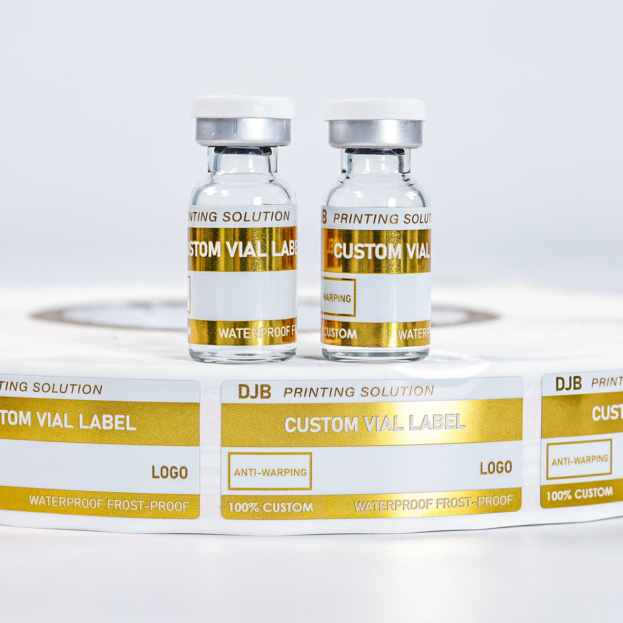 Peptide vials with labels