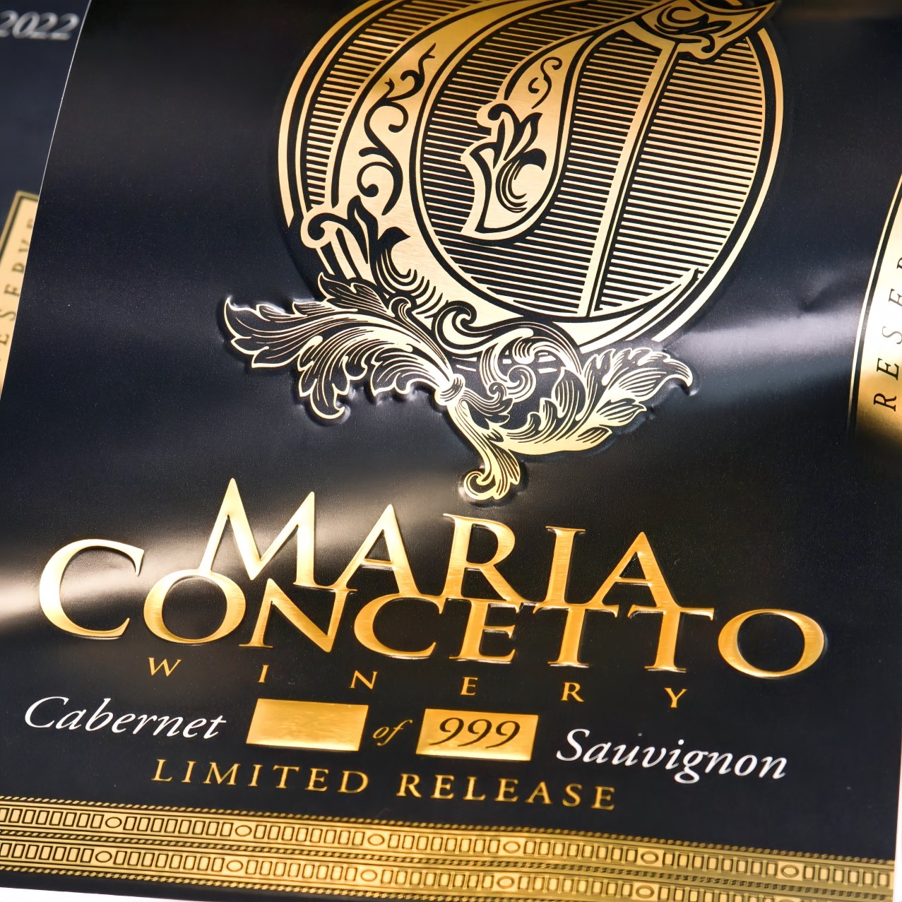 Embossed typography and foil border